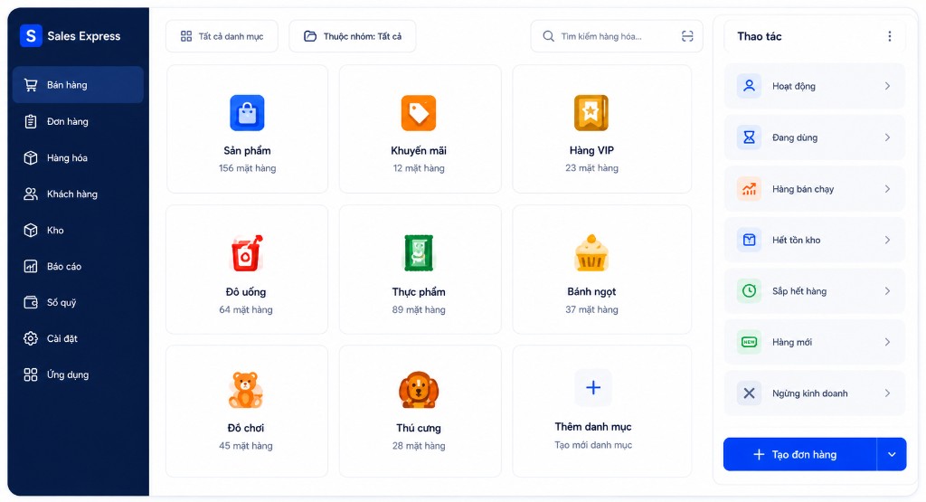 Giao diện bán hàng Milisoft Sales Express